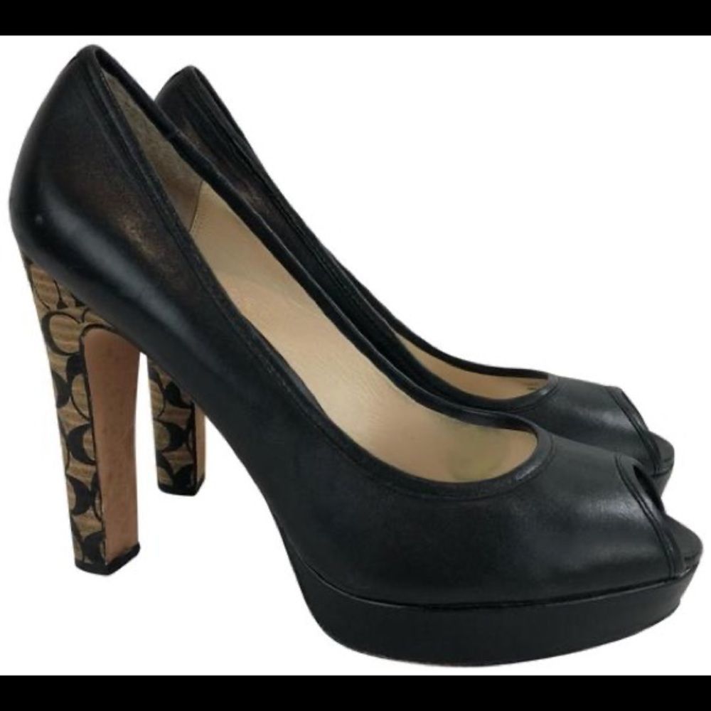 Black coach Breana peep-toe pumps